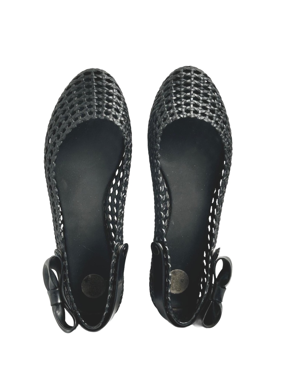 Melissa Black Basket Weave Jelly Mary Jane Flats Size 7